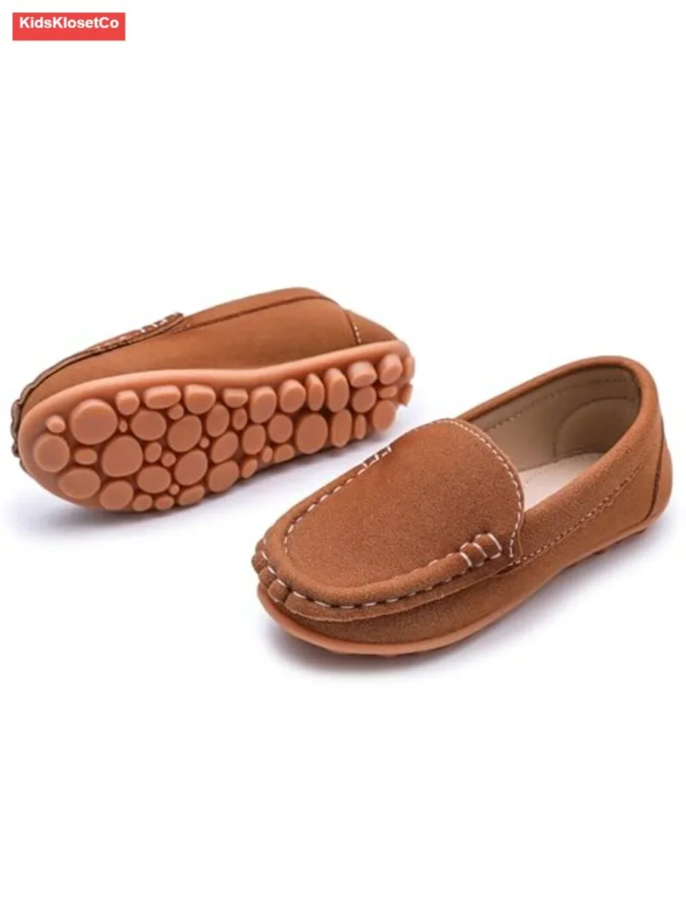 Boys Slip-On Dress Loafers Faux Suede TPR Sole Mocc